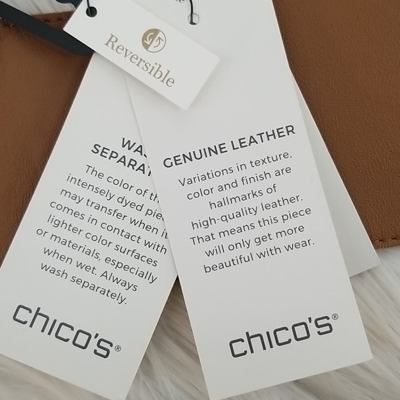 Chico's Tan Leather Suede Reversible Obi Wrap Belt - Picture 2 of 5